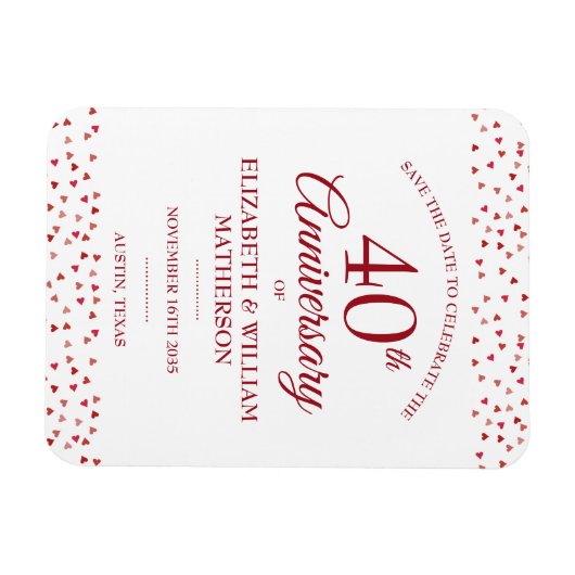 40th Wedding Jubileum Ruby Hartelijk sparen de Dat Magneet (Horizontaal)