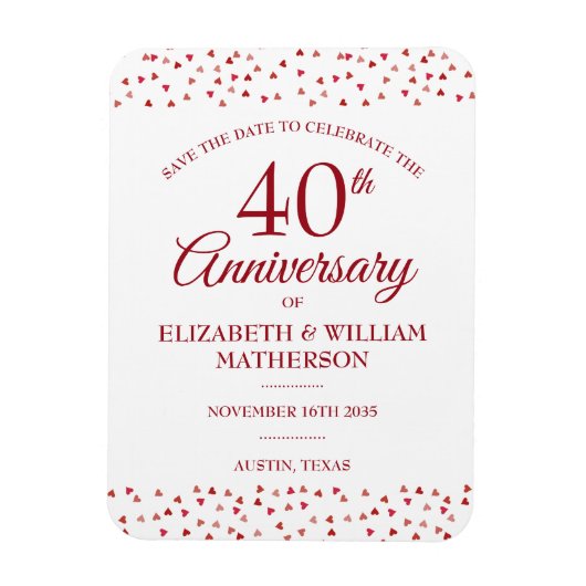 40th Wedding Jubileum Ruby Hartelijk sparen de Dat Magneet (Verticaal)
