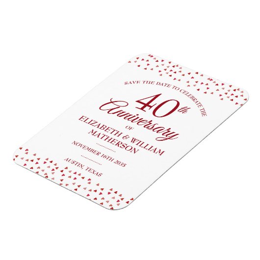 40th Wedding Jubileum Ruby Hartelijk sparen de Dat Magneet (Linkerzijde)