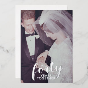 40th Wedding Jubileum Silver & Foto Folie Uitnodiging