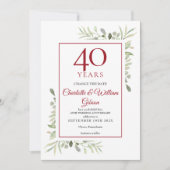 40th Wedding Jubileum Verander de Datum Greenery Kaart (Voorkant)