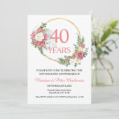 40th Wedding Ruby Roses Anniversary Kaart (Staand voorkant)