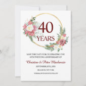 40th Wedding Ruby Roses Anniversary Save The Date (Voorkant)