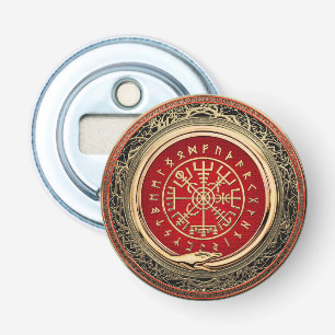 [410] Vegvisir - Viking Gold Magic Runass Button Flesopener