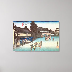 41. 鳴 宿, 広 Narumi-juku, Hiroshige, Ukiyo-e Canvas Afdruk