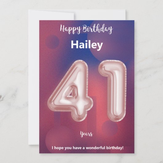 41 ans Joyeuse carte d'anniversaire (Devant)