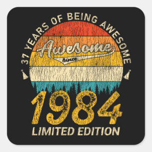 41 jaar oud 1984 Retro Geweldige 41ste verjaardags Vierkante Sticker