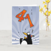41e anniversaire - Carte de surprise de pingouin (Fleur jaune)