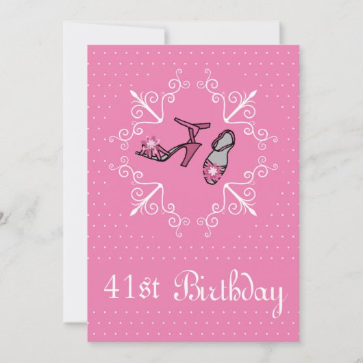 41e anniversaire, Chaussures roses, Invitation (Devant)