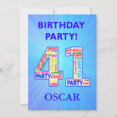 41e Anniversaire Fête Invitation Ajouter un nom (Devant)