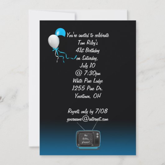 41e anniversaire Invitation de fête (Dos)