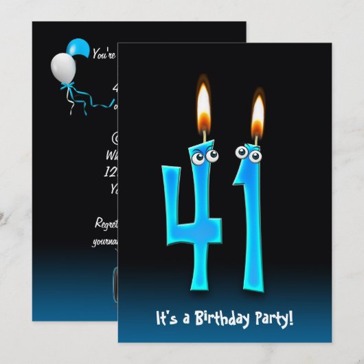 41e anniversaire Invitation de fête (Devant / Derrière)