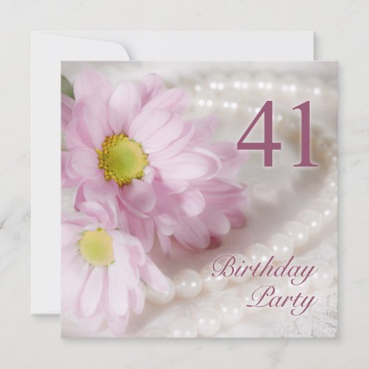 41e anniversaire invitation de fête avec marguerit (Devant)