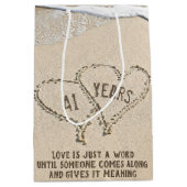 41e Anniversaire Plage Coeurs Moyen Cadeau Sac (Devant)