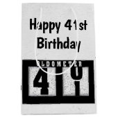 41e Birthday Black Odometer Medium Cadeauzakje (Voorkant)