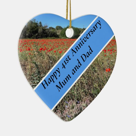 41e Bruiloft Jubileum Keramisch Ornament (Rechts)