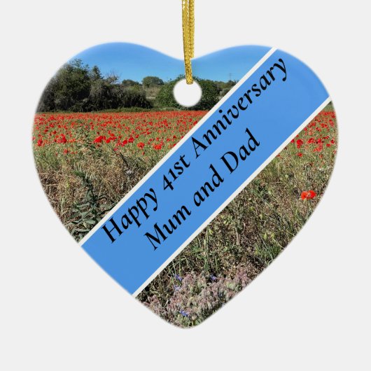 41e Bruiloft Jubileum Keramisch Ornament (Voorkant)