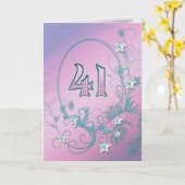 41e carte d'anniversaire avec étoiles en diamant (Fleur jaune)