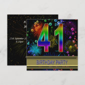 41e fête d'anniversaire Invitation avec bulles (Devant / Derrière)