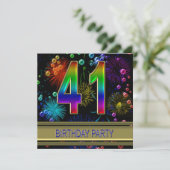 41e fête d'anniversaire Invitation avec bulles (Debout devant)