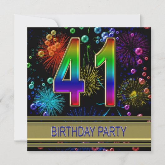 41e fête d'anniversaire Invitation avec bulles (Devant)