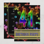 41e fête d'anniversaire Invitation avec bulles (Devant / Derrière)