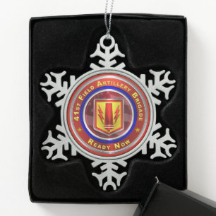 41e Field Artillery Brigade Tin Sneeuwvlok Ornament