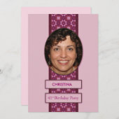 41e Invitation fête d'anniversaire Photo et nom (Devant / Derrière)