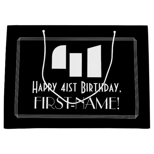 41e verjaardag ~ Art Deco geïnspireerd look "41" + Groot Cadeauzakje (Voorkant)