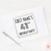 41e verjaardag: Art Deco Style + aangepaste naam Vierkante Sticker (Envelop)