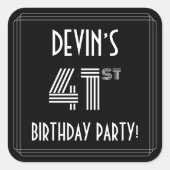 41e verjaardag: Art Deco Style en aangepaste naam Vierkante Sticker (Voorkant)