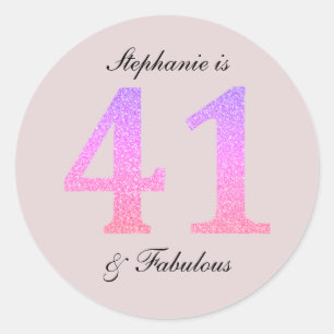 41e verjaardag Blush Pink Forty One Fabulous Custo Ronde Sticker