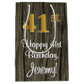 41e verjaardag: Elegant Faux Gold Look #, Faux Woo Medium Cadeauzakje (Voorkant)