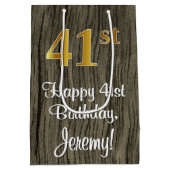 41e verjaardag: Elegant Faux Gold Look #, Faux Woo Medium Cadeauzakje (Achterkant)