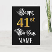 41e verjaardag — Fantasie schrift; namaak goud uit Kaart (Voorkant)