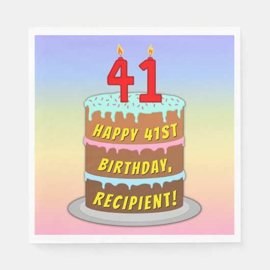 41e verjaardag: Fun Cake and Candles + Custom Name Servet (Voorkant)