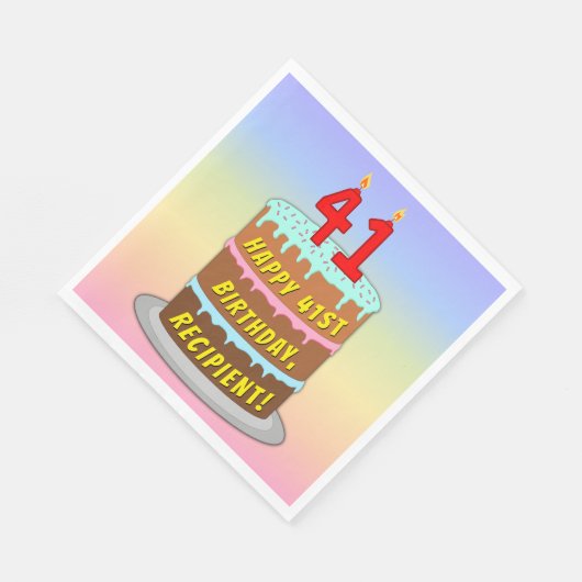 41e verjaardag: Fun Cake and Candles + Custom Name Servet (Hoek)