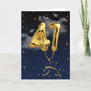 41e verjaardag Gold Mylar ballon en Confetti-kaart Kaart