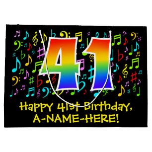 41e verjaardag - Kleurrijke muzieksymbolen, Rainbo Groot Cadeauzakje