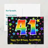 41e Verjaardag: Leuk Sterren Patroon, Regenboog 41 Briefkaart (Voorkant / Achterkant)