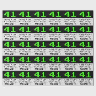 41e verjaardag - Nerdy / Geeky stijl "41" en naam Cadeaupapier