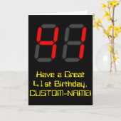 41e verjaardag: Red Digital Clock Style "41" + naa Kaart (Gele Bloem)