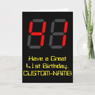 41e verjaardag: Red Digital Clock Style "41" + naa Kaart