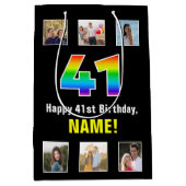 41e verjaardag: Regenboog "41", aangepaste foto's  Medium Cadeauzakje (Voorkant)