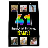 41e verjaardag: Regenboog "41", aangepaste foto's  Medium Cadeauzakje (Achterkant)