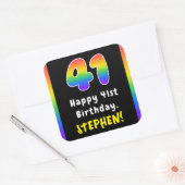 41e verjaardag: Regenboogspectrum # 41, Aangepaste Vierkante Sticker (Envelop)