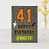 41e verjaardag: Spooky Halloween Thema, aangepaste Kaart (Gele Bloem)