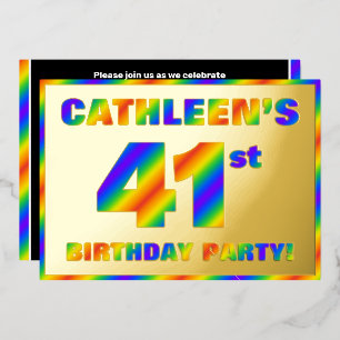 41e verjaardag van de partij Fun, regenboogspectru Folie Uitnodiging