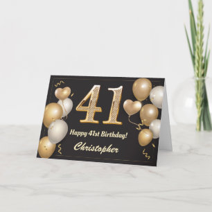 41e verjaardag zwarte en gouden ballonnen van afge kaart