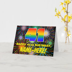 41ste verjaardag: Fun, kleurrijk gevuurwerk Kaart